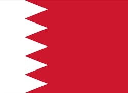 [ai] The flag of Bahrain, featuring a white serrated band on the left side and a red field on the right.